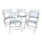 5 vintage wooden garden armchairs gleizes