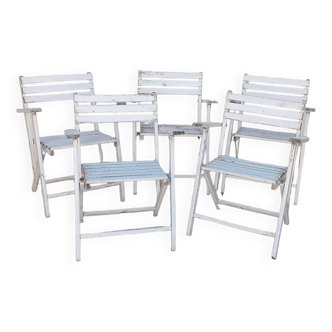 5 fauteuils de jardin en bois vintage  gleizes