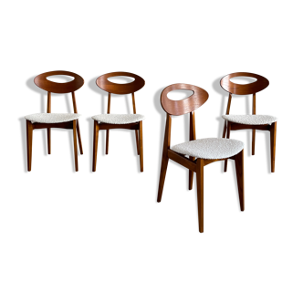 Lot 4 chaises vintage par Roger Landault pour Sentou, France 1950