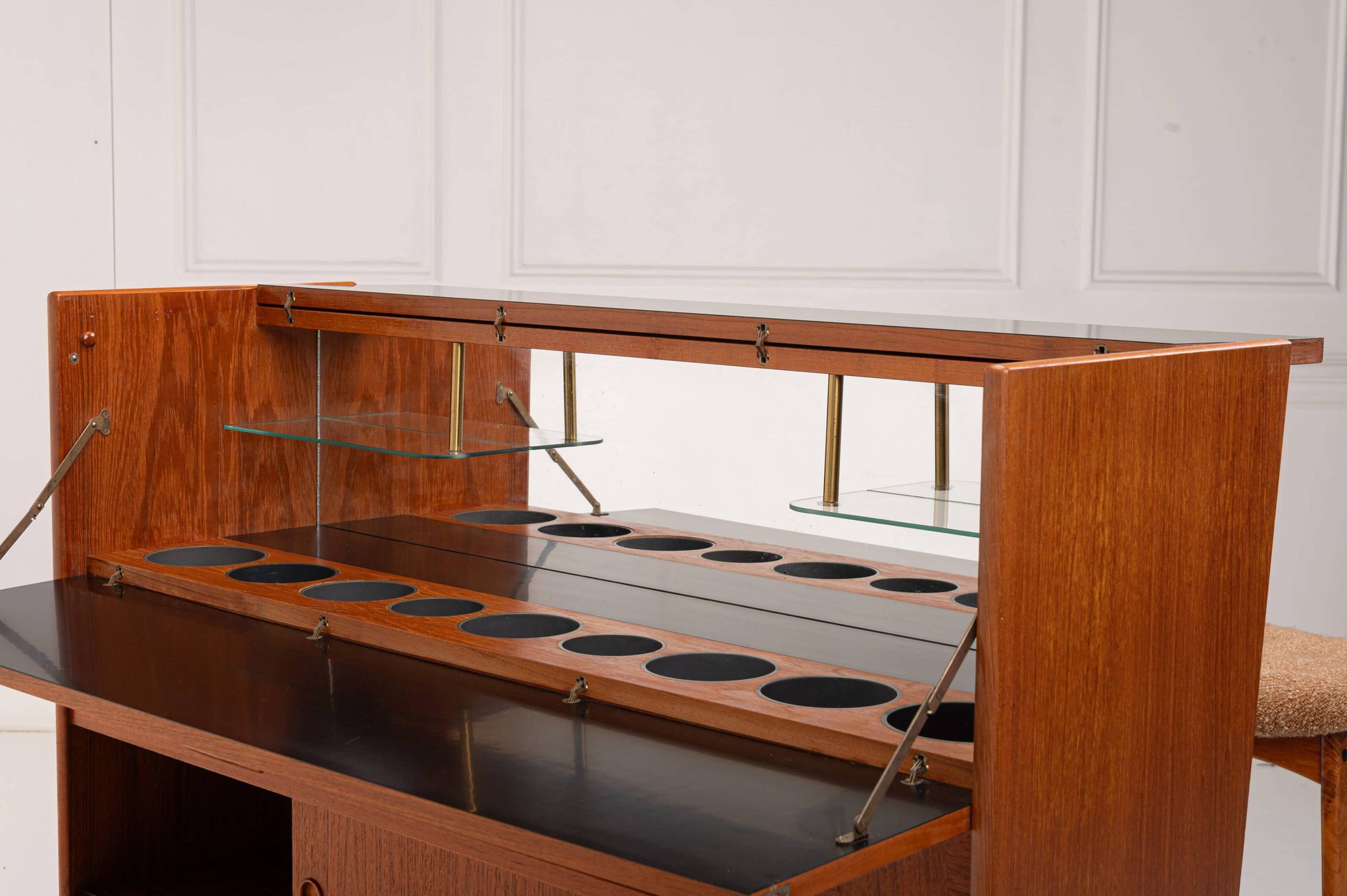 SK661 Cocktail Cabinet and Bar Stools by Johannes Andersen for Skaaning & Son 1960s