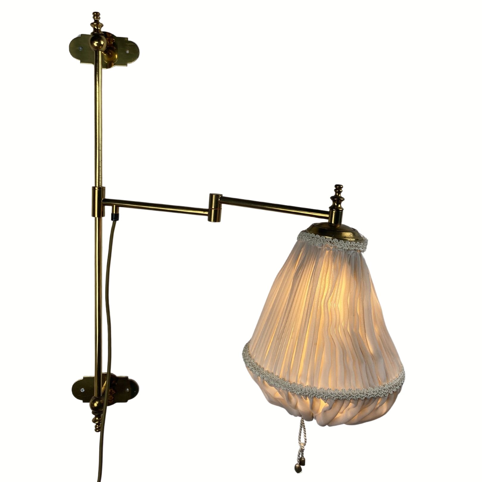 Brass art deco swivel arc wall lamp