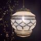 Vintage art deco globe pendant light in white and gold frosted glass