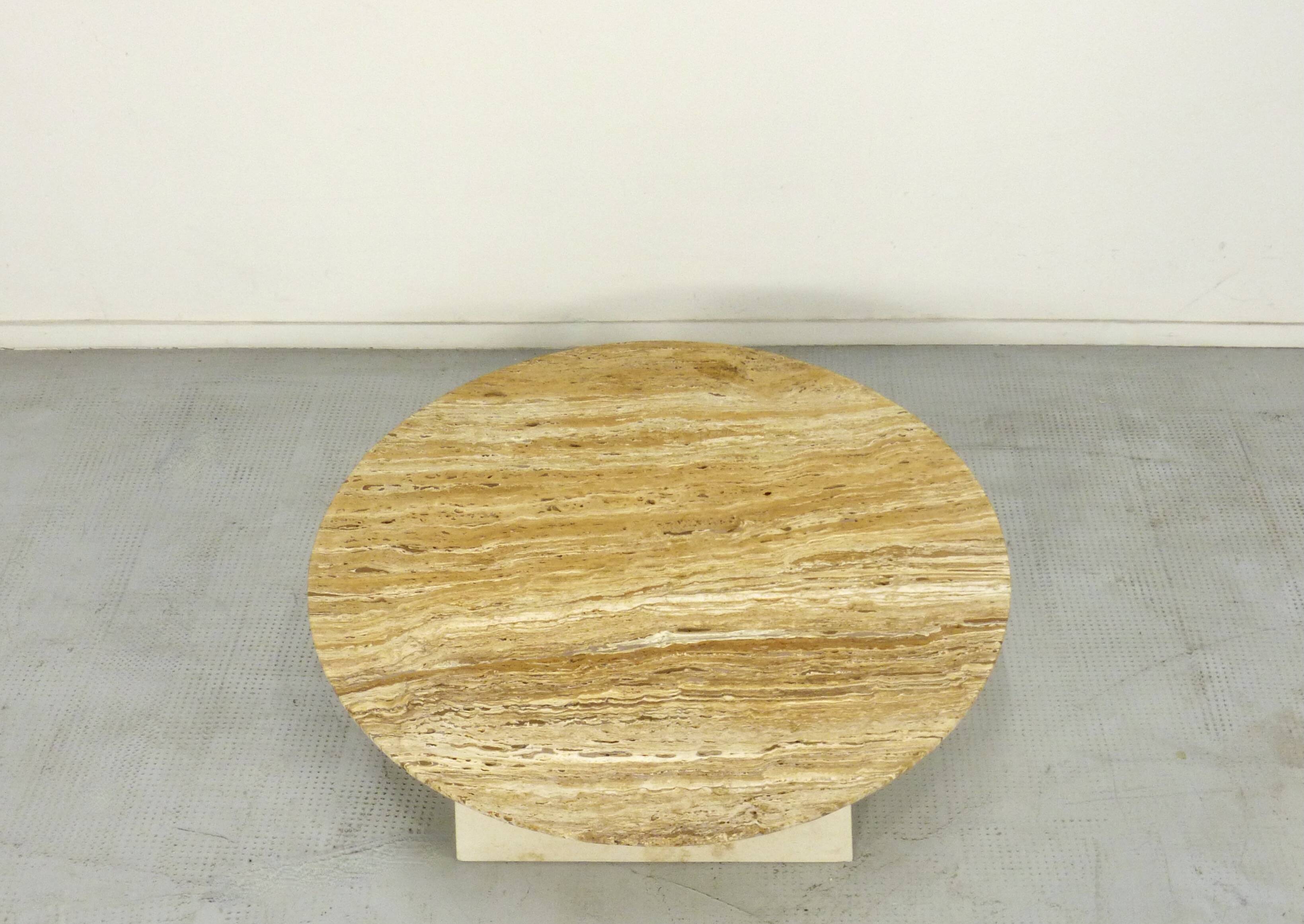 1970s Italian Travertine Minimalist Geometric Coffee Table. Modern/Midcentu