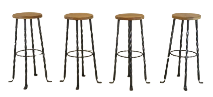 Set of 4 brutalist vintage stools 'Villingen'