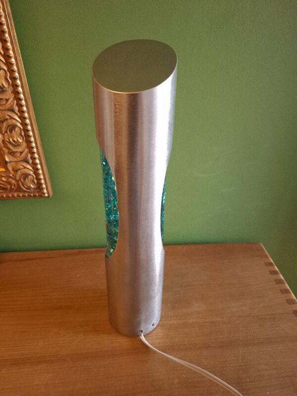 Lampe à paillettes années 70'S en aluminium brossée