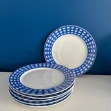 Set of 6 Guy Degrenne dessert plates, vintage blue pareo model - serv