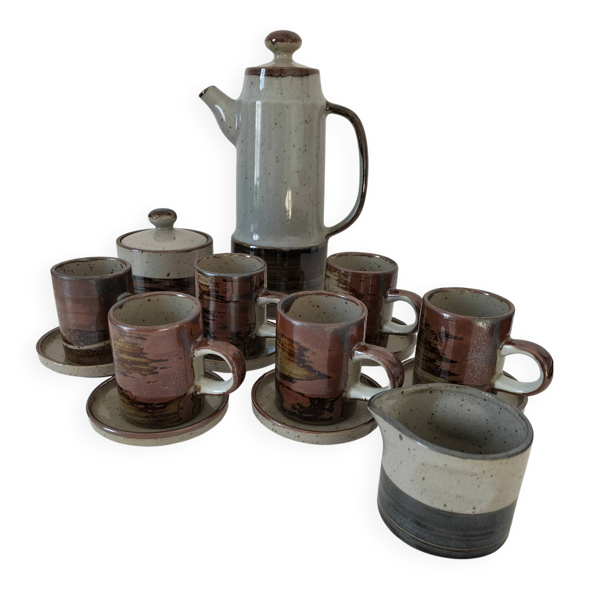 Vintage “Grès Paysan” glazed stoneware set