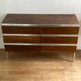 6-drawer chrome and wood chest of drawers