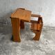 Vintage wooden folding school desk with bench – 1960s