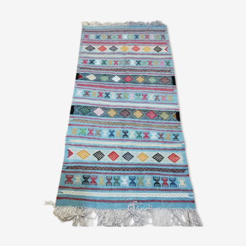 Berber carpet, blue carpet, Moroccan carpet 215x100cm