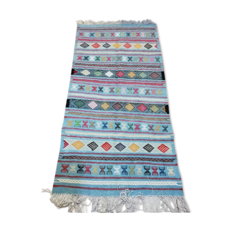 Berber carpet, blue carpet, Moroccan carpet 215x100cm