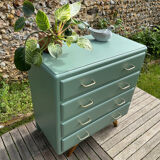 Vintage 1960s cedar green chest of drawers with 4 drawers.