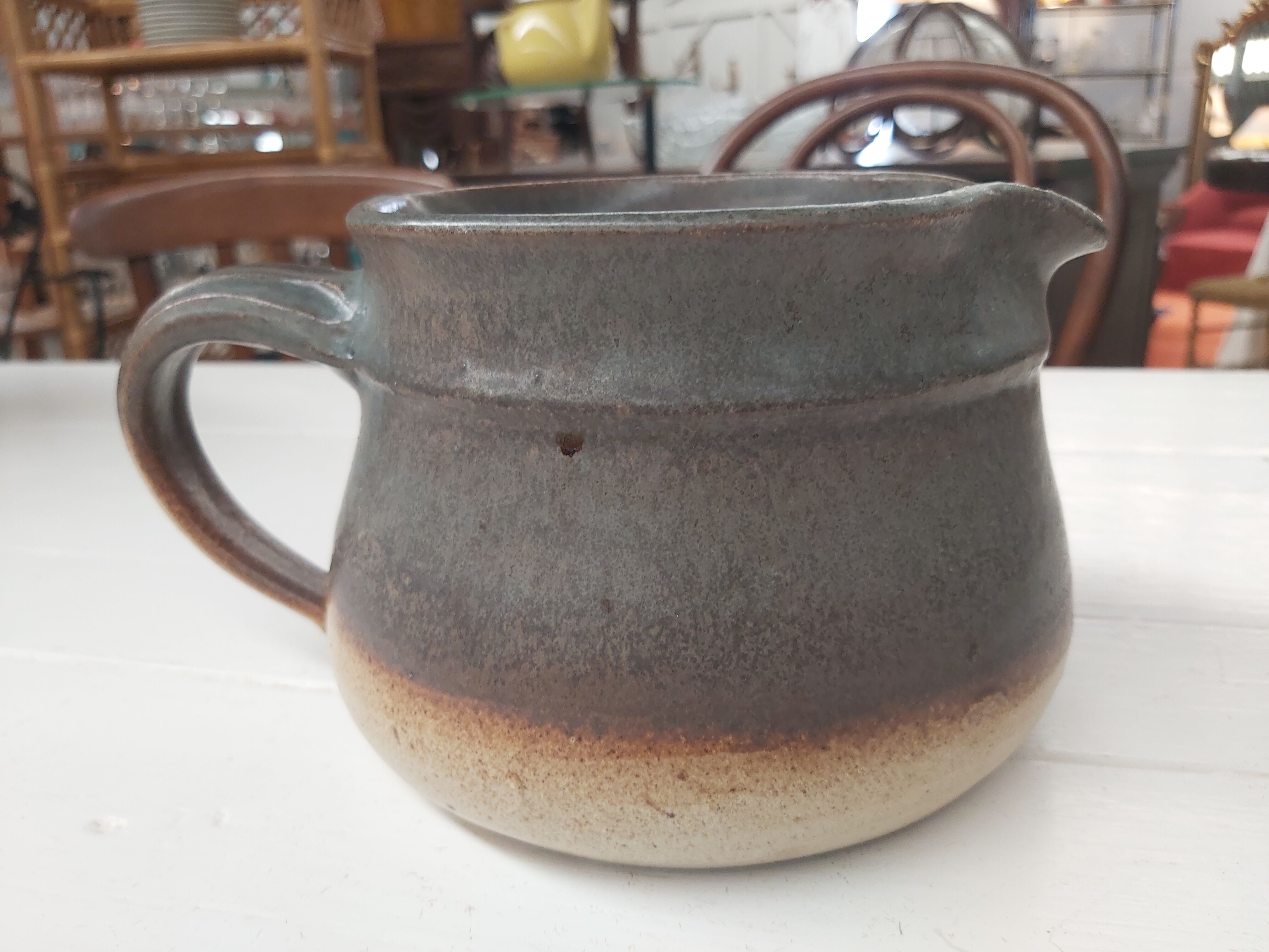 Enamelled stoneware pitcher