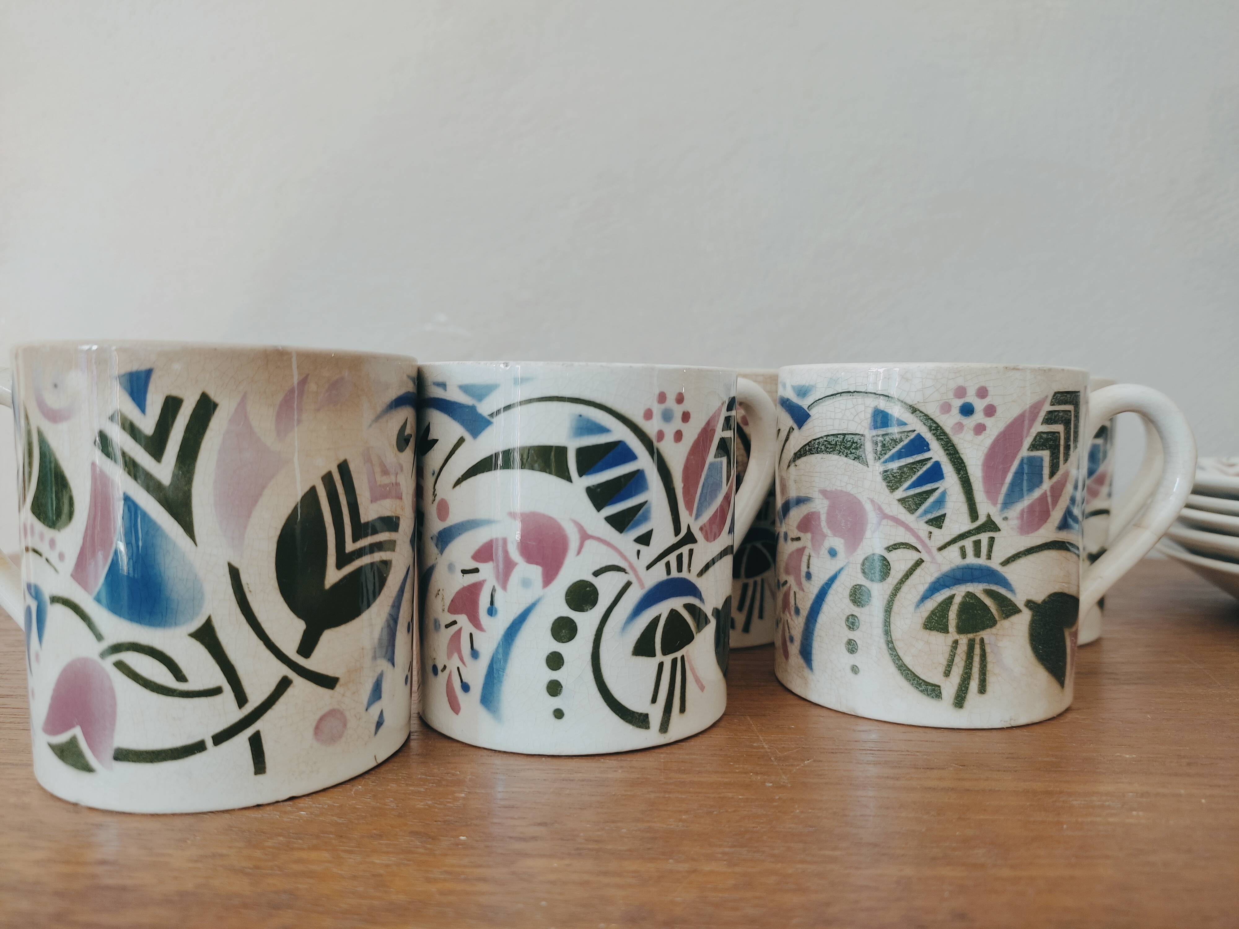 Set of 5 espresso cups in Lunéville earthenware