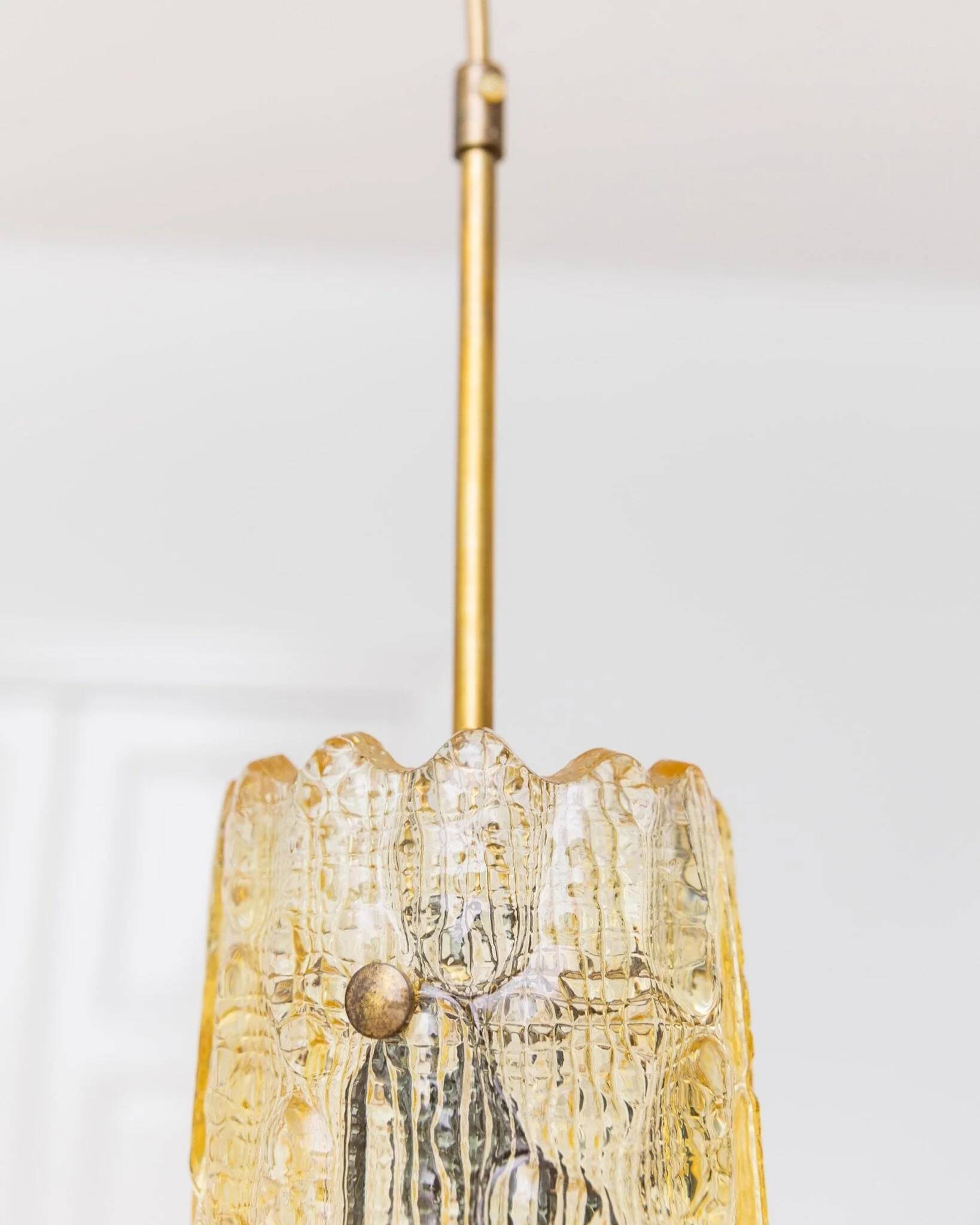 Vintage ceiling light by Carl Fagerlund for Orrefors - moulded golden glass, warm light, glass texture - 1960s - timeless design, gift idea.
