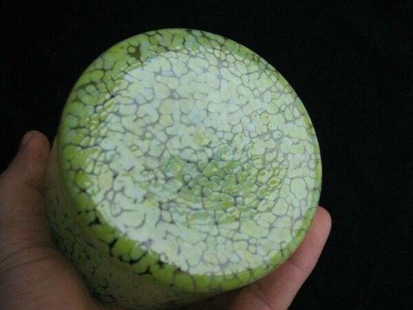 Vase en verre ou cristal de Clichy moucheté jaune/vert