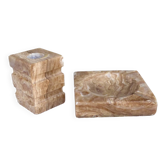 Alabaster ashtray and candle holder
