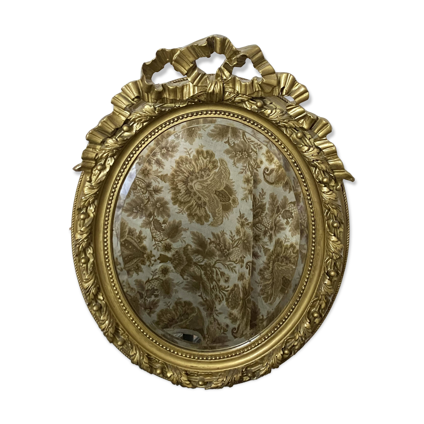 Antique oval gilded mirror – Louis XVI style with ribbon bow