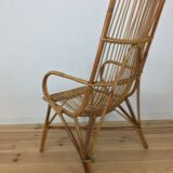 50s rattan chair, high-back basket