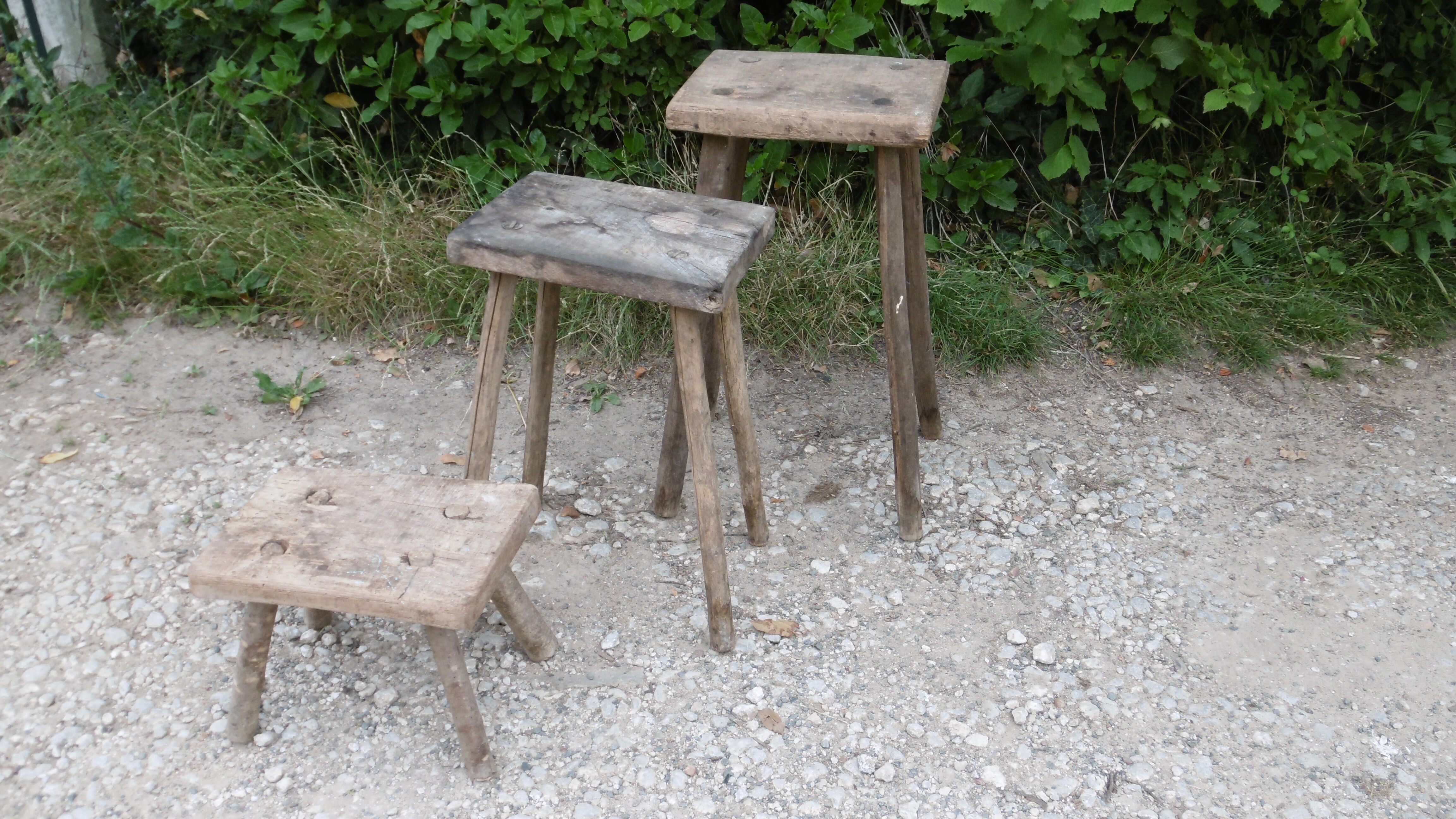 Rustic solid wood stool