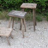 Tabouret rustique en bois massif