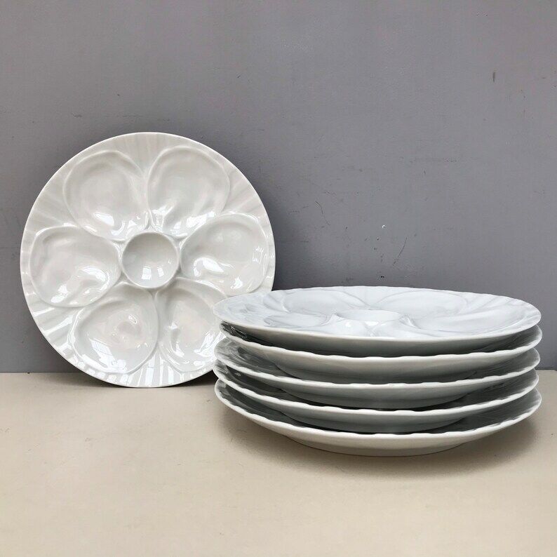 6 oyster plates white porcelain Pillivuyt