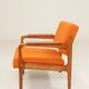 Vintage Orange Armchair Wool Upholstery Walnut Color Wood