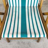 Vintage wooden and canvas folding garden chair