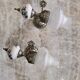 Pair of vintage wall sconces in brass, porcelain, and frosted glass.