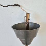 Pendant light, in brass and tricolor opaline glass
