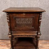 Gothic style secretary cabinet in solid oak circa 1850