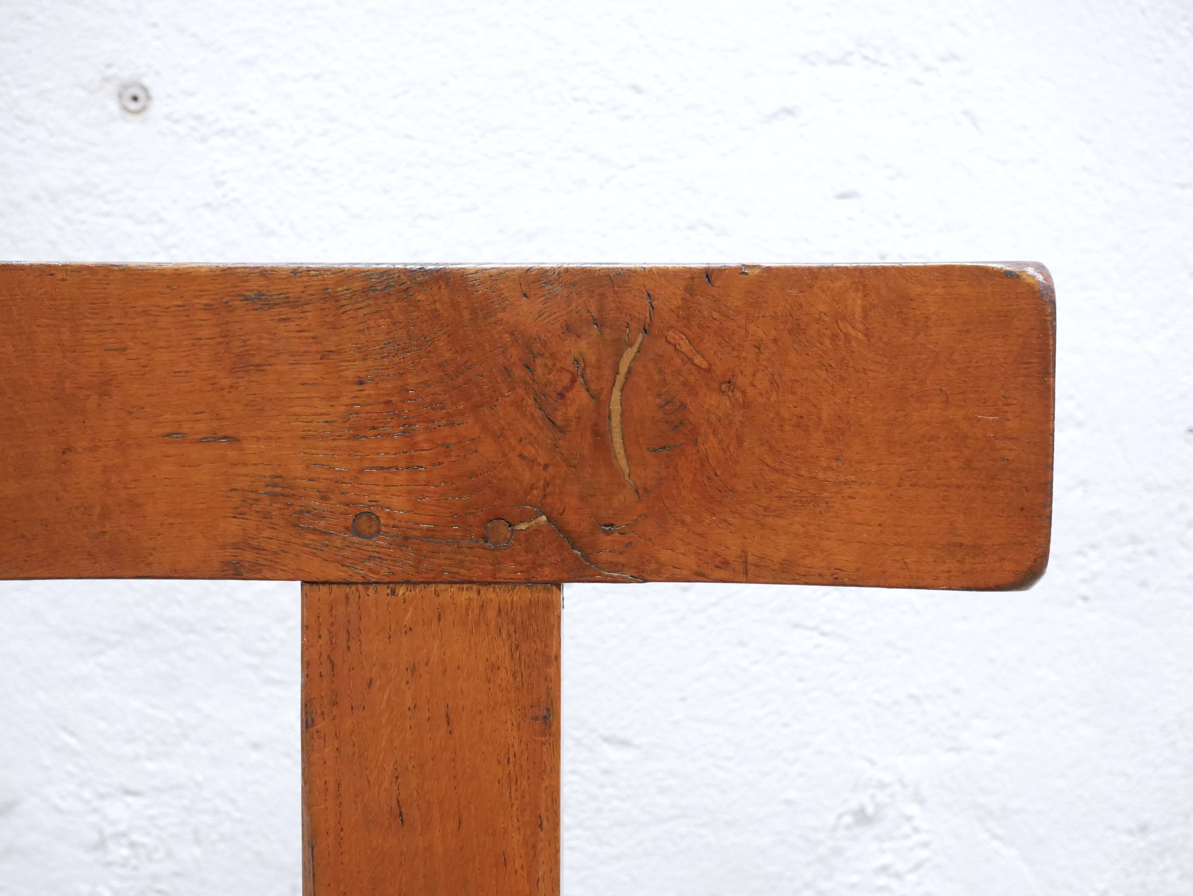 Vintage brutalist wooden T chair