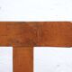 Vintage brutalist wooden T chair