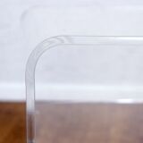 Plexiglas coffee table with vinyl compartment and magazines rack