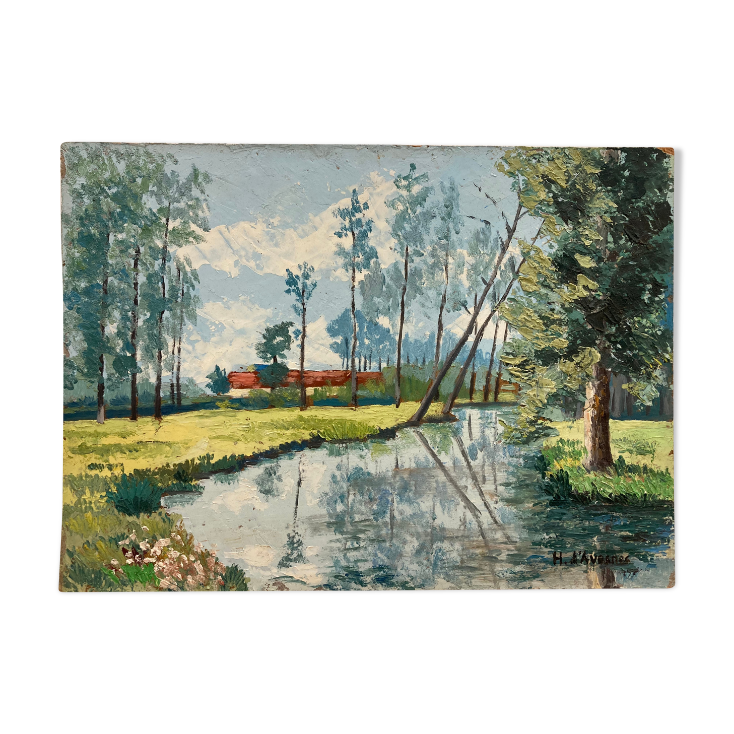 Oil on vintage panel