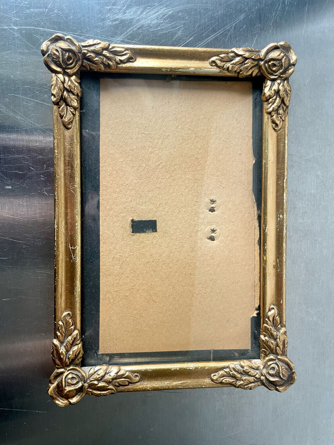 Antique art nouveau frame gilded wood measurements 20 cm x 14 cm convex glass