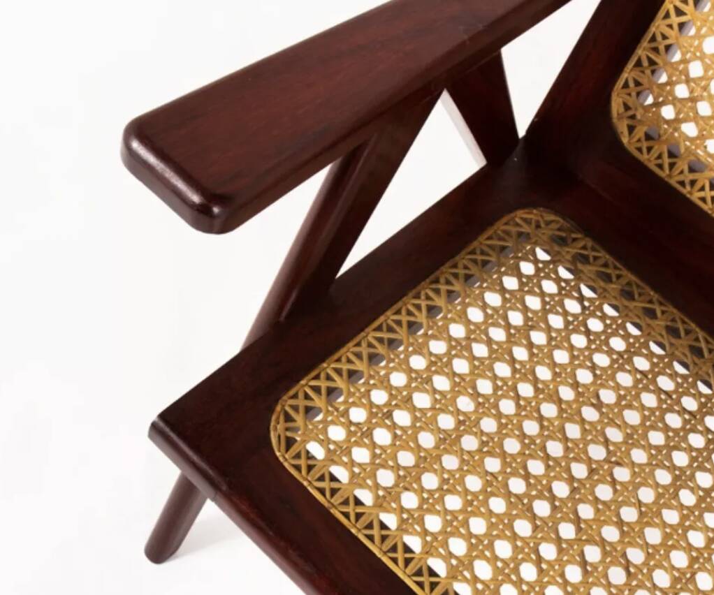 Paire de fauteuils en acajou et cannage 1950