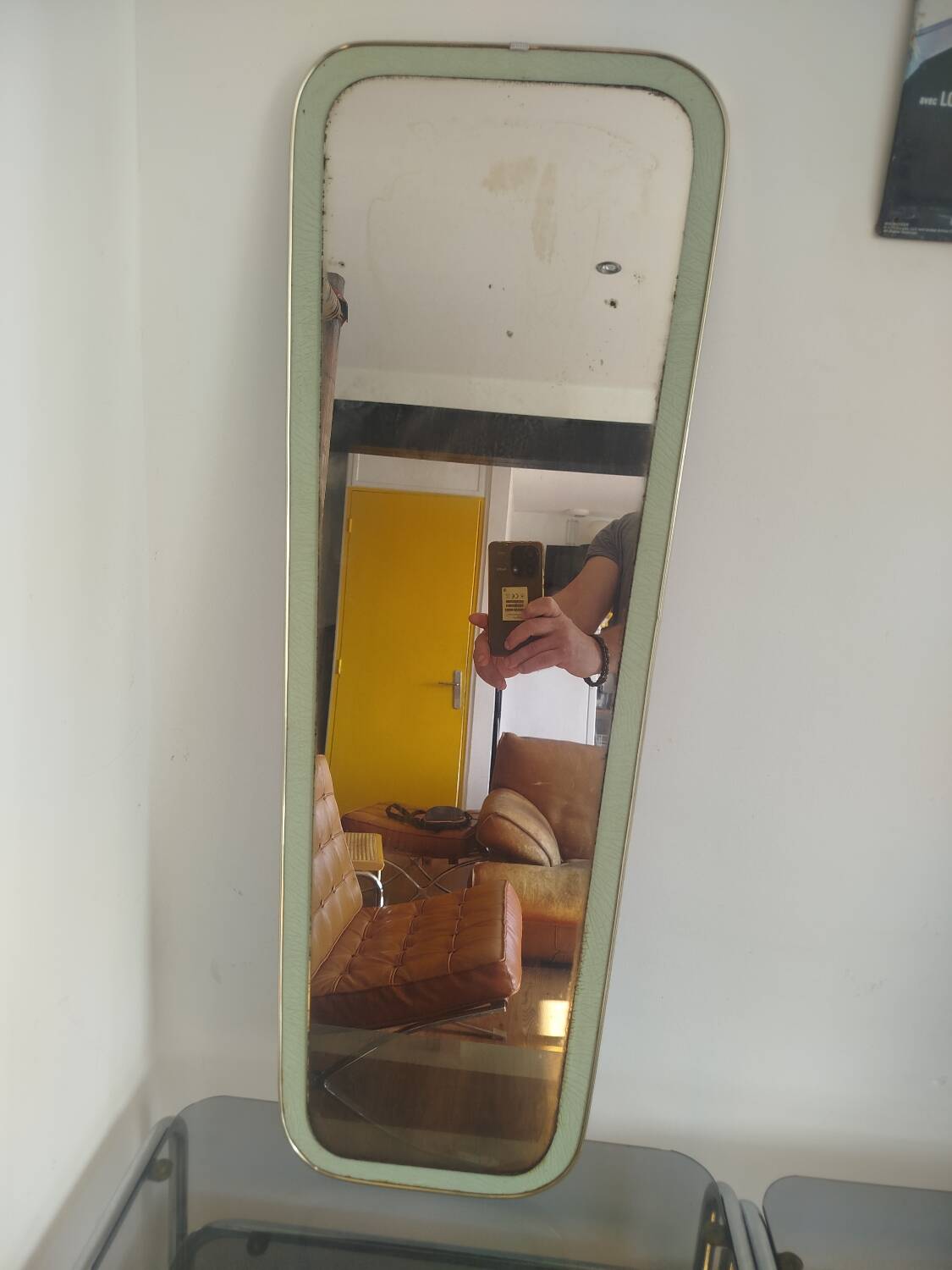 Large vintage rearview mirror from the 50s/60s