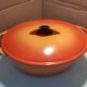 Vintage cast iron casserole orange 38.5 cm
