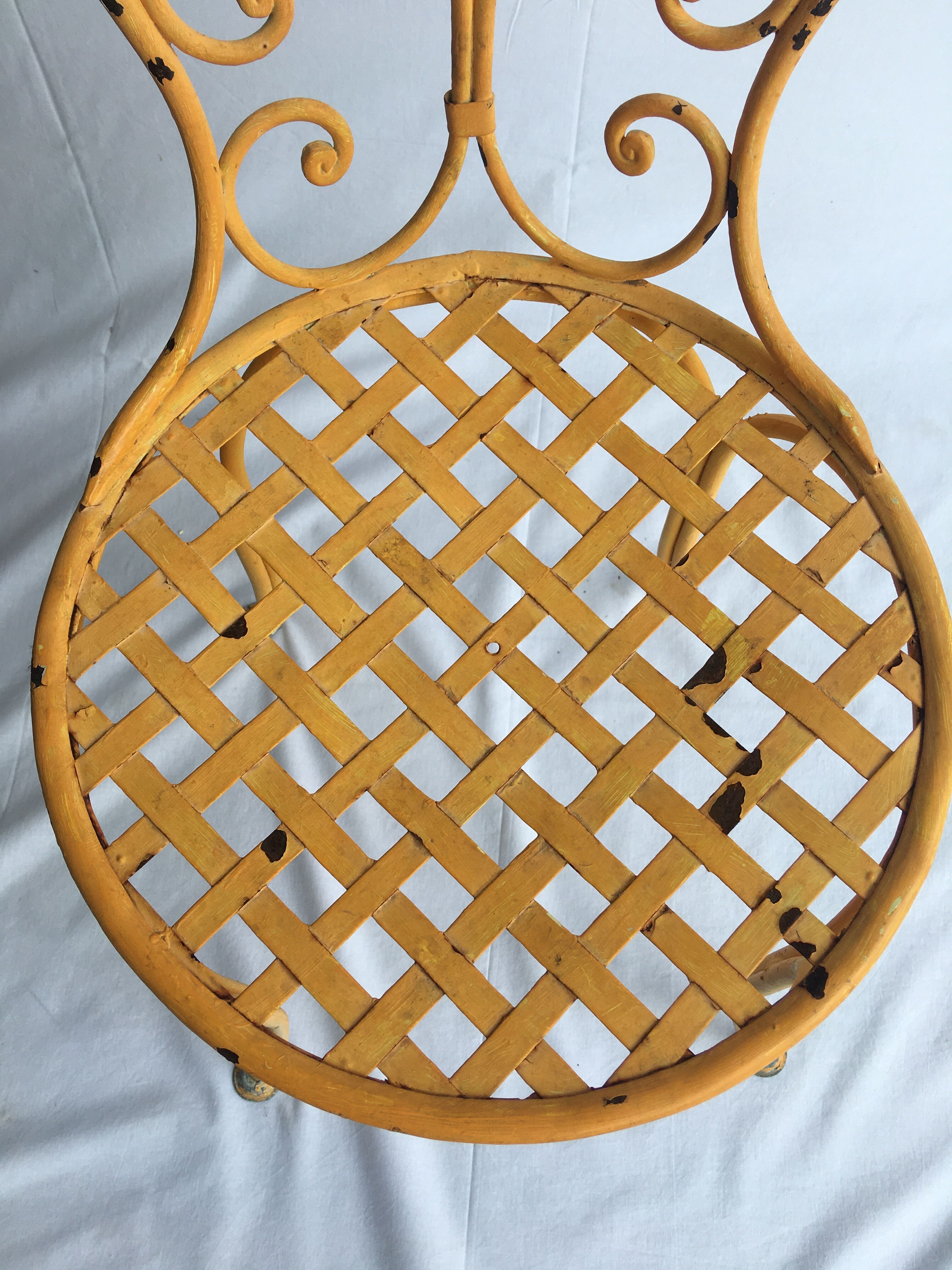 Chaise en fer  assise tressée fin 19e