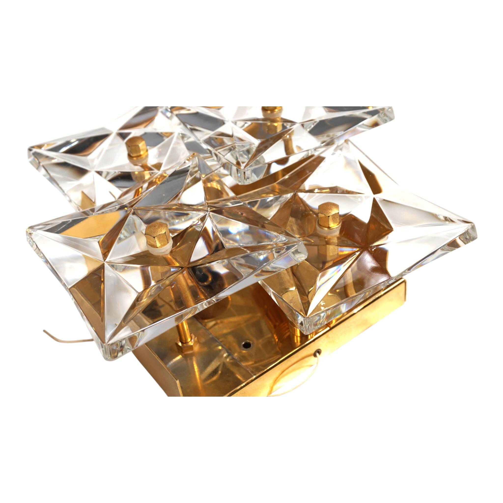 Set of 2 Kinkeldey Hollywood Regency crystal wall lamps, 1970