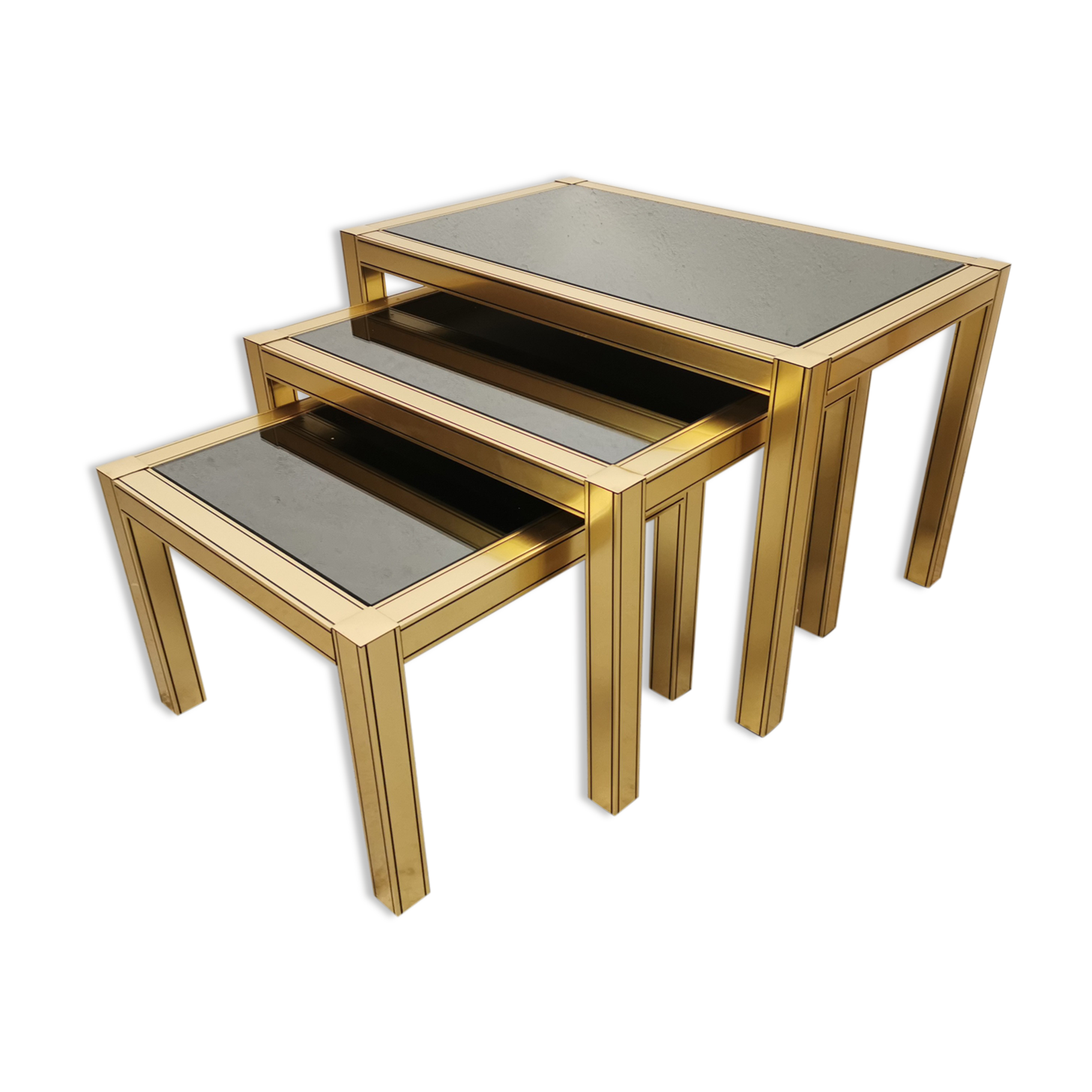 Tables gigognes laiton doré vintage 1970