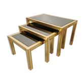 Tables gigognes laiton doré vintage 1970