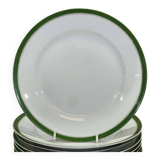 1960s Limoges porcelain dinner service, green and gold - 42 pieces