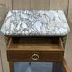 Bedside table in marquetry and white marble top, early 20th century