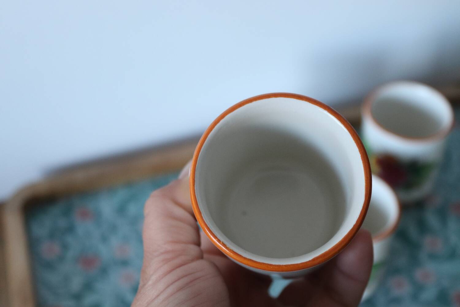 5 vintage painted apple coffee cups