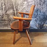 Brutalist armchair in solid wood