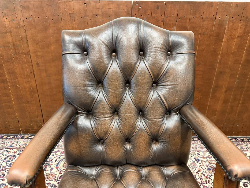 Classic English Chesterfield Desk Chair Brown