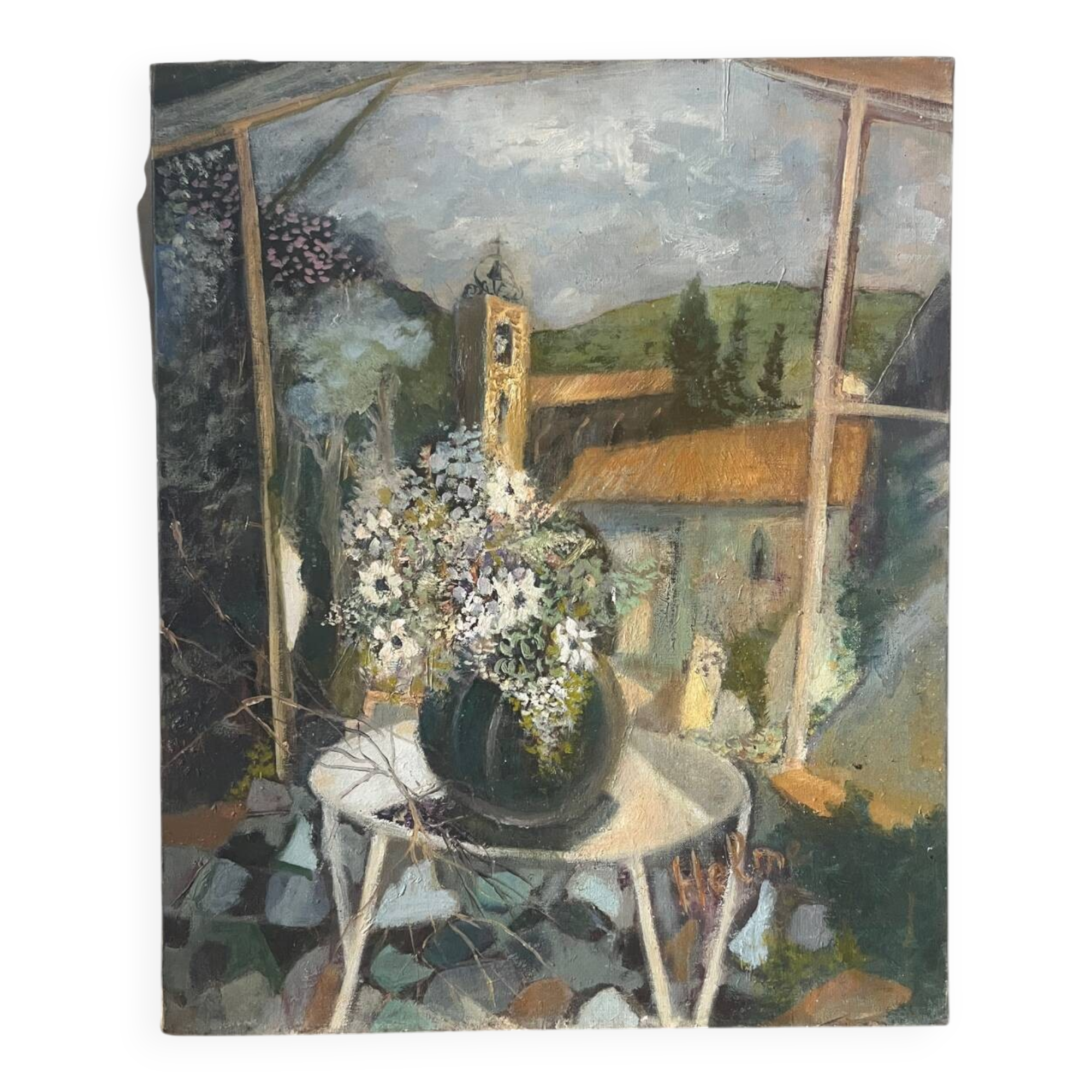 “Veranda du Midi” oil on canvas signed Helme