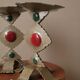 Pair of painted metal candle holders artisanal handmade wrought iron candelabra candlestick